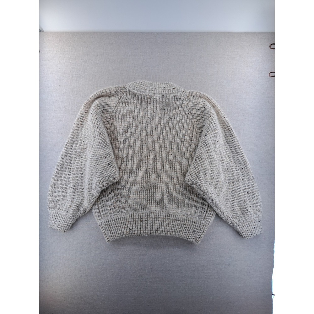 Vtg Mohair Blend Cardigan Sweater Womens Large Natural Fuzzy Chunky Knit Baggy - Picture 10 of 10